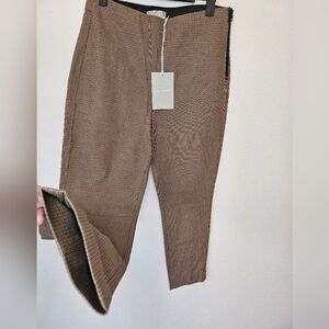 Womens-EVERLANE The Curvy Side-zip Work Pant Brown Houndstooth